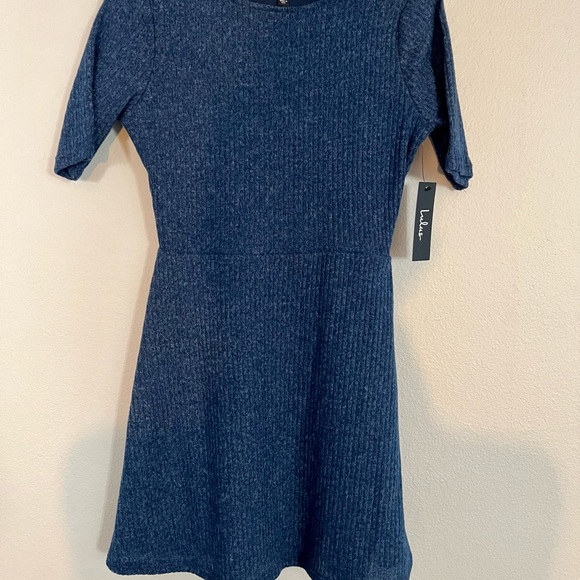 Brand new with tags Lulu’s blue ribbed knot skater dress. - Picture 2 of 3